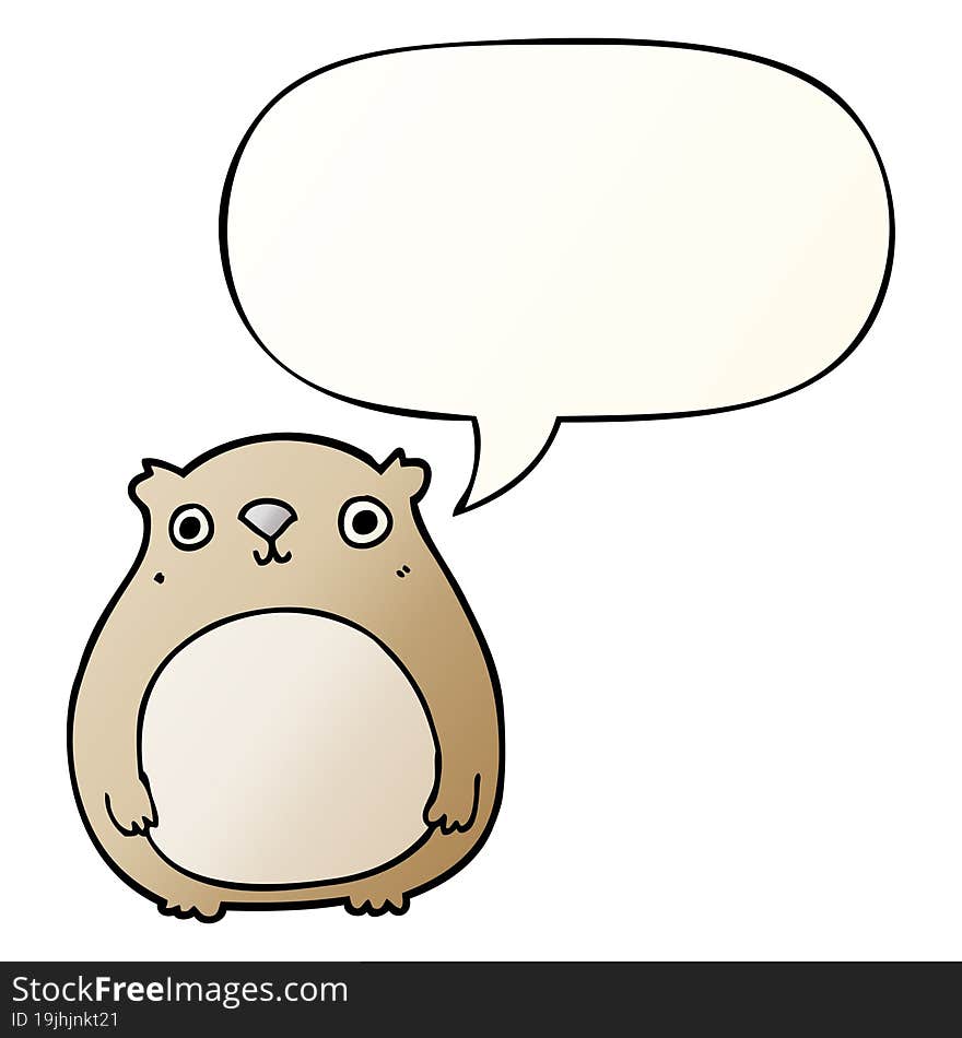 cartoon bear and speech bubble in smooth gradient style