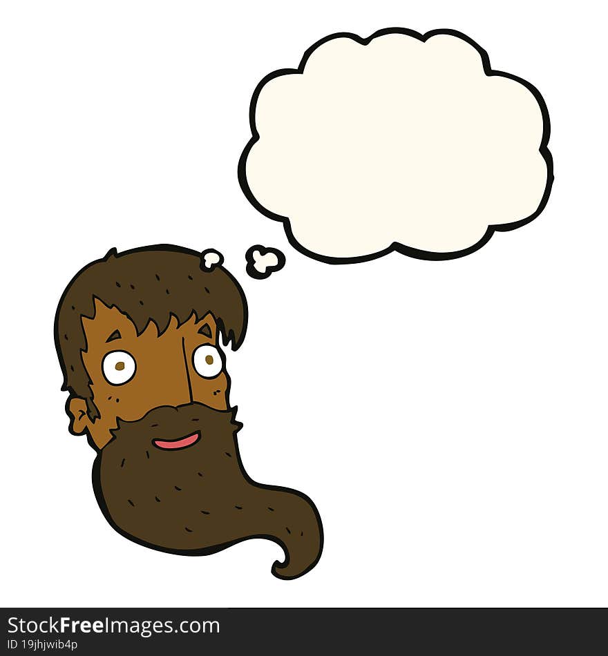 cartoon bearded man with thought bubble