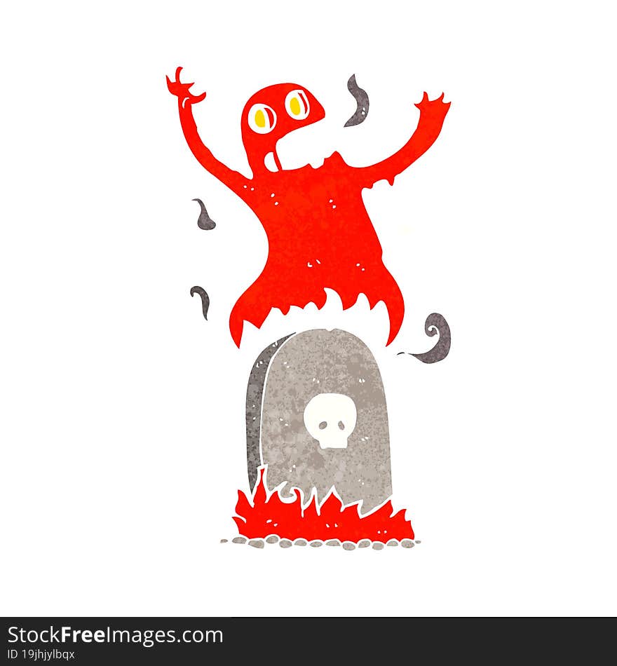 Cartoon Ghost Rising From Grave