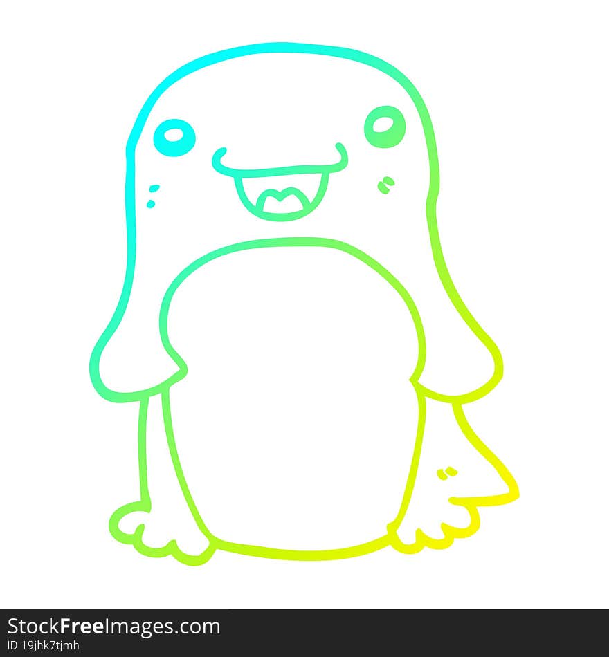 cold gradient line drawing cartoon penguin