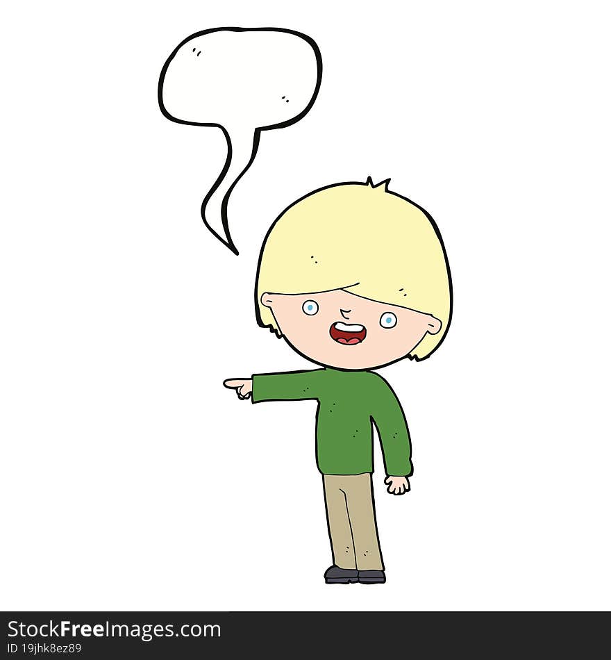 Cartoon Man Pointing With Speech Bubble