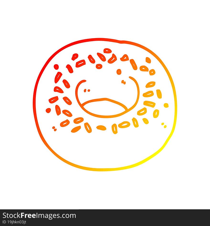 warm gradient line drawing cartoon donut