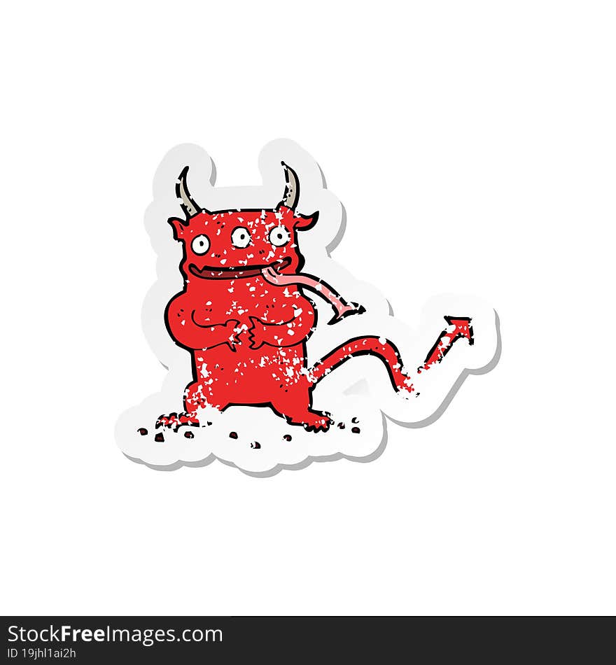 retro distressed sticker of a cartoon little demon