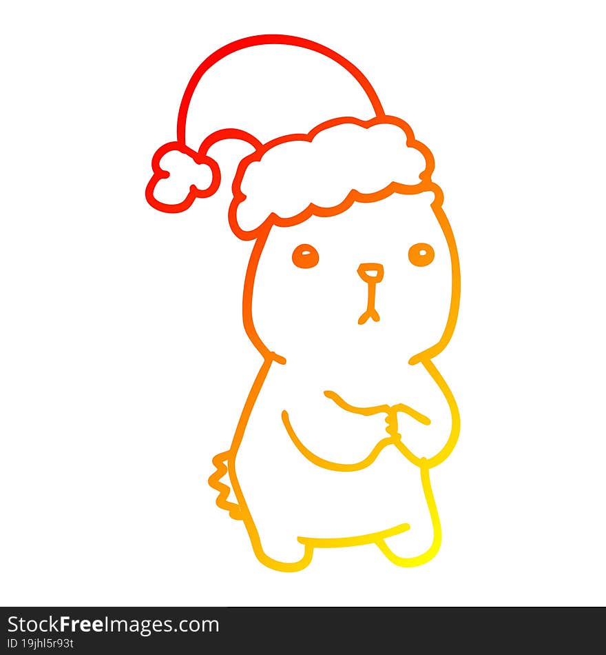 warm gradient line drawing cartoon christmas bear worrying