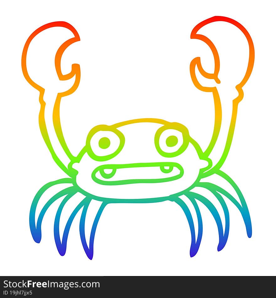 rainbow gradient line drawing cartoon crab