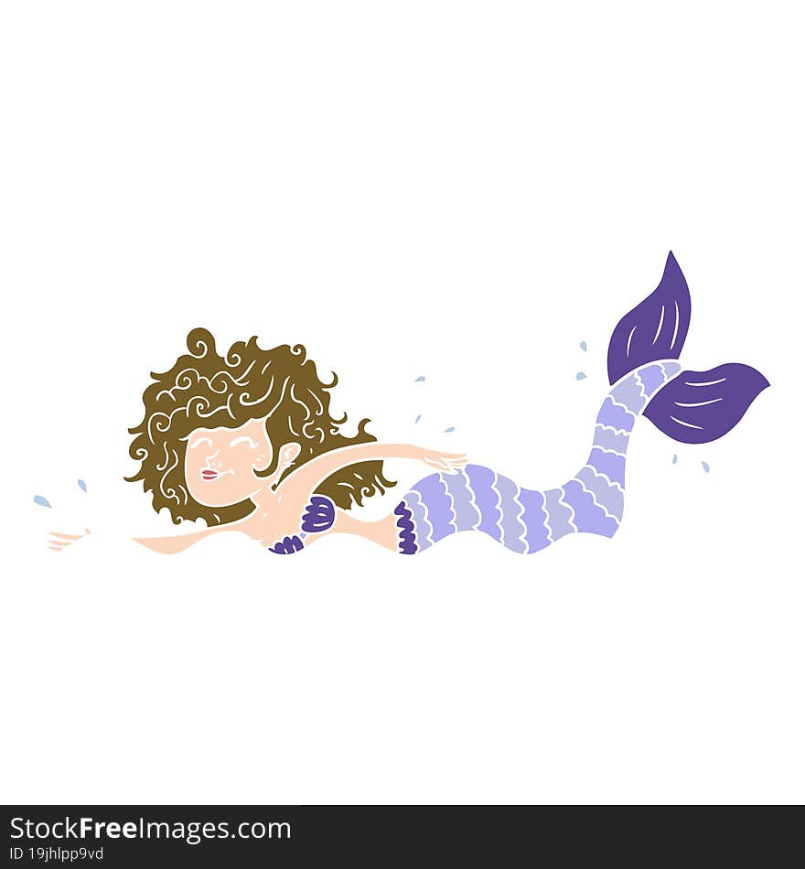 flat color style cartoon mermaid