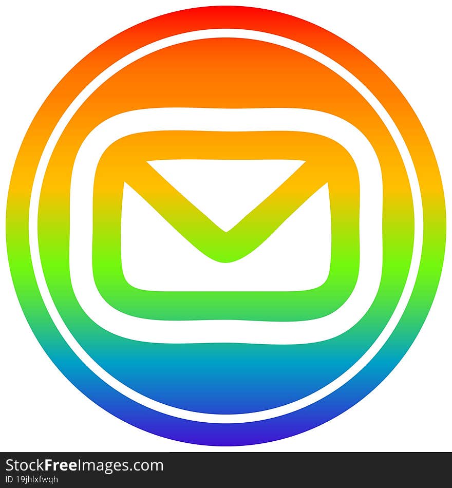 envelope letter circular in rainbow spectrum