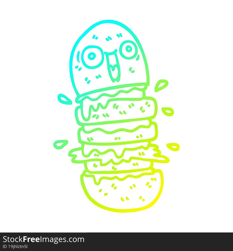 cold gradient line drawing cartoon burger