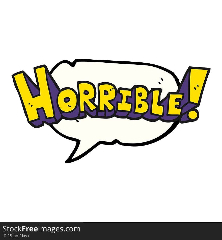 speech bubble cartoon word horrible