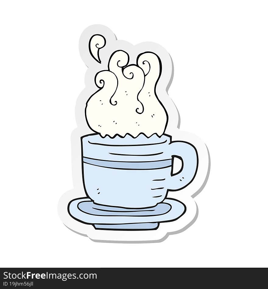 sticker of a cartoon cup and saucer