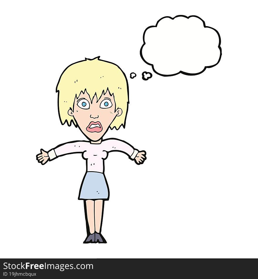 Cartoon Shocked Woman With Thought Bubble