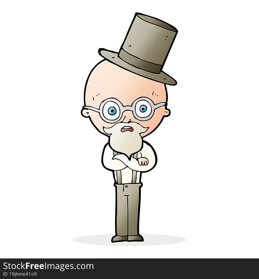 cartoon old man wearing top hat