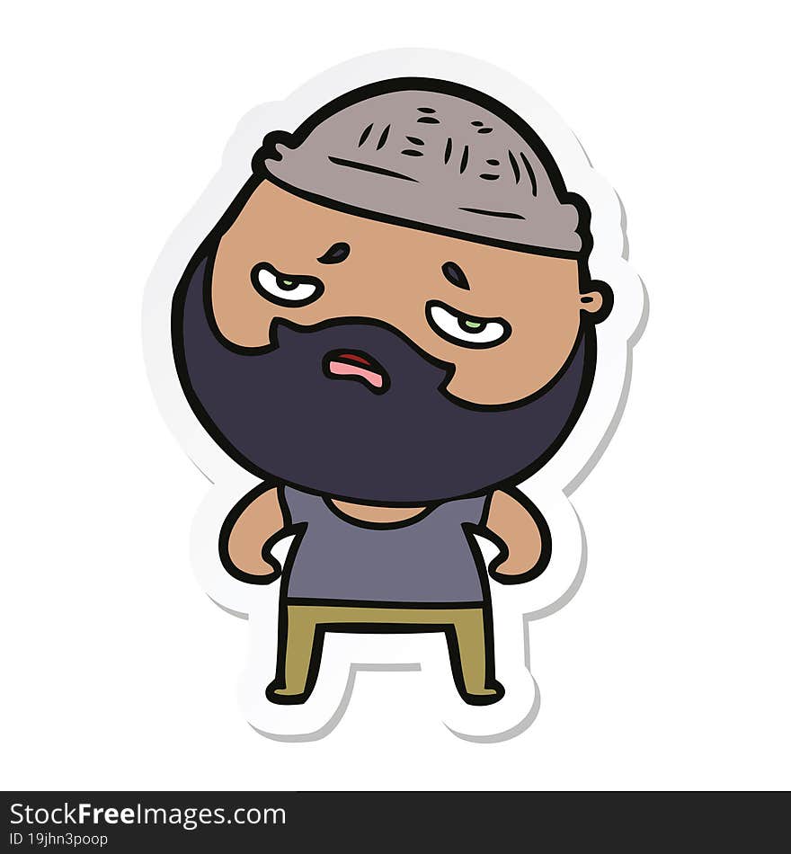 sticker of a cartoon worried man with beard