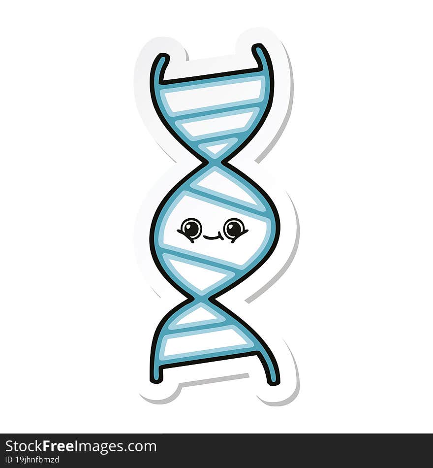 sticker of a cute cartoon DNA strand