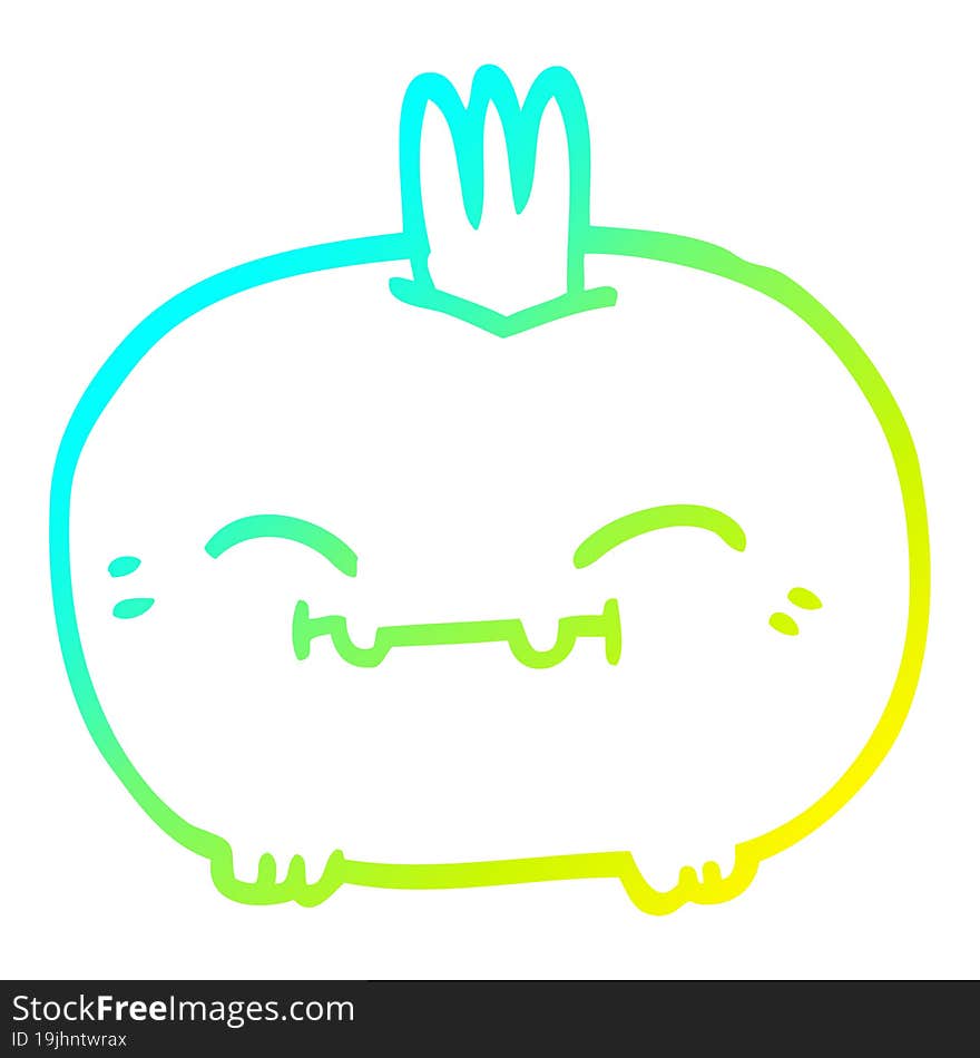 cold gradient line drawing of a cartoon happy root vegetable