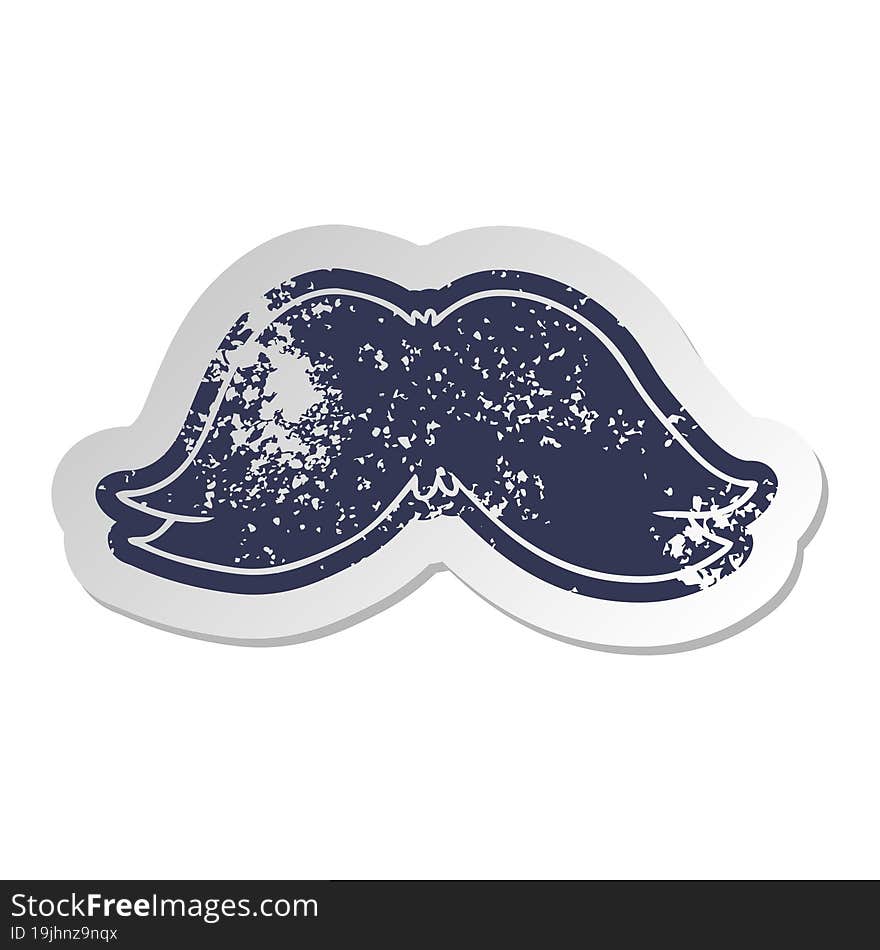 distressed old sticker of a mans moustache