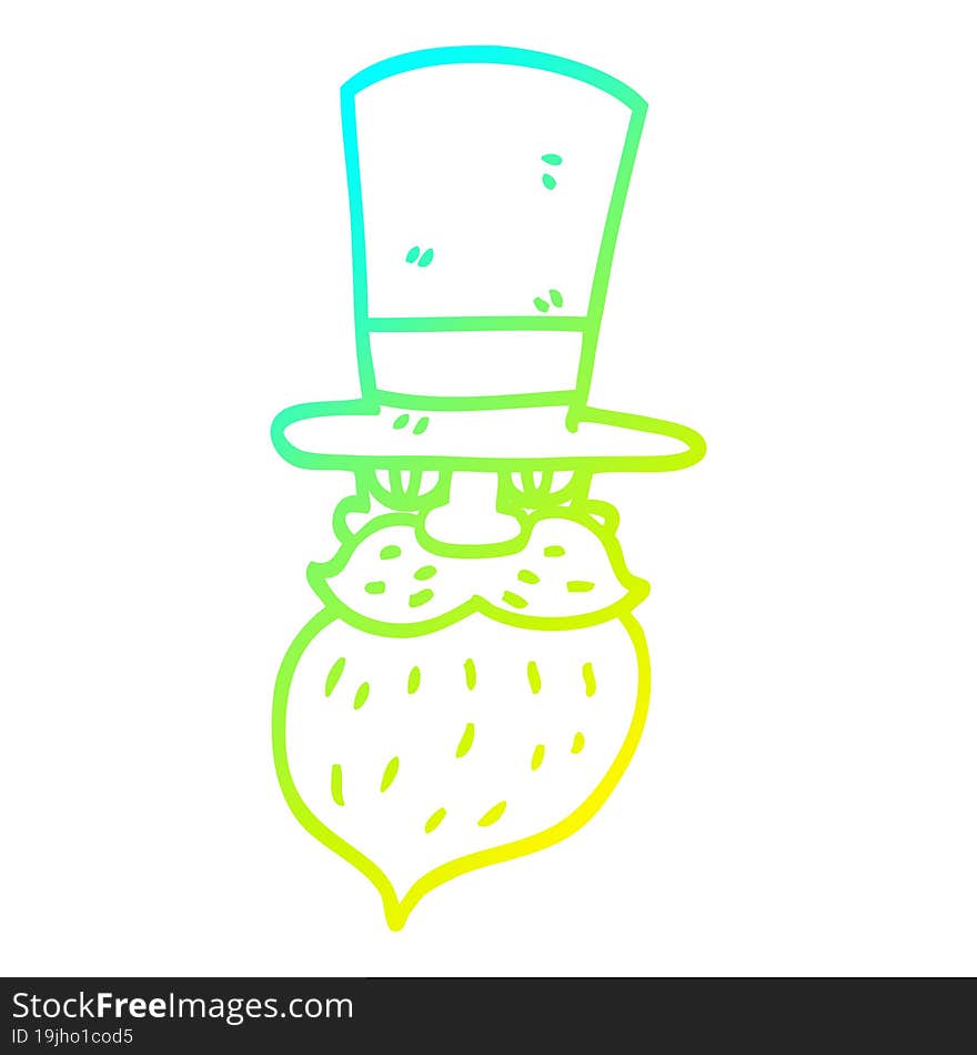 Cold Gradient Line Drawing Cartoon Man In Top Hat