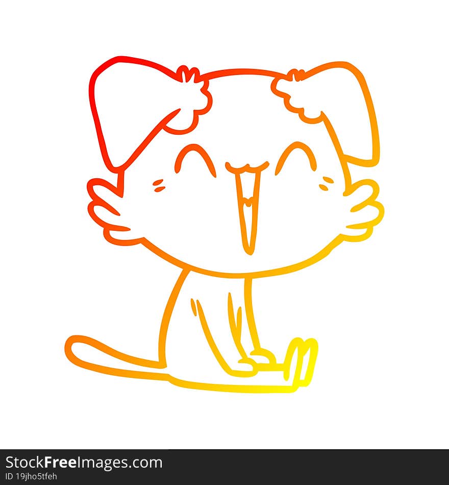 warm gradient line drawing happy little dog cartoon