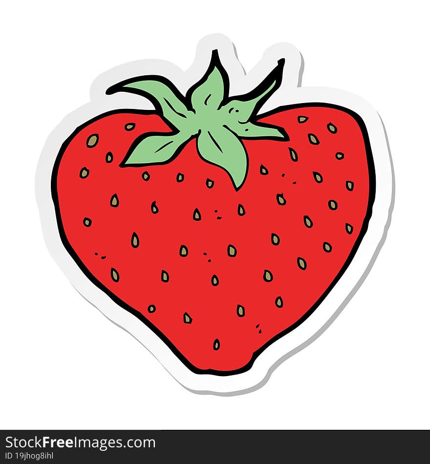 sticker of a cartoon strawberry