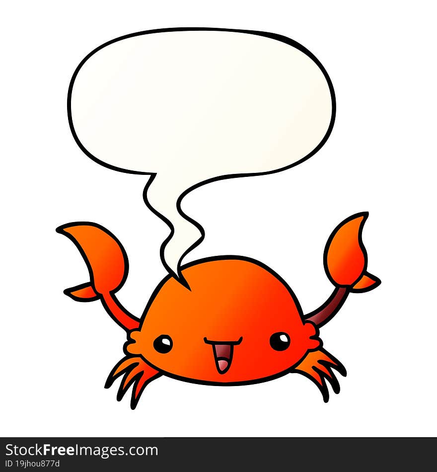 Cartoon Crab And Speech Bubble In Smooth Gradient Style