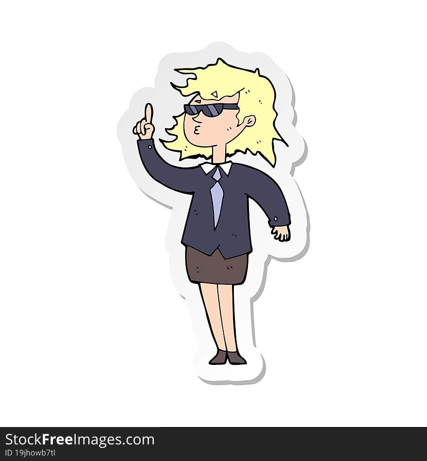 Sticker Of A Cartoon Agent Woman