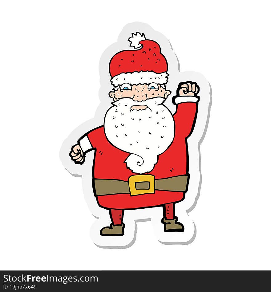 Sticker Of A Cartoon Angry Santa Claus