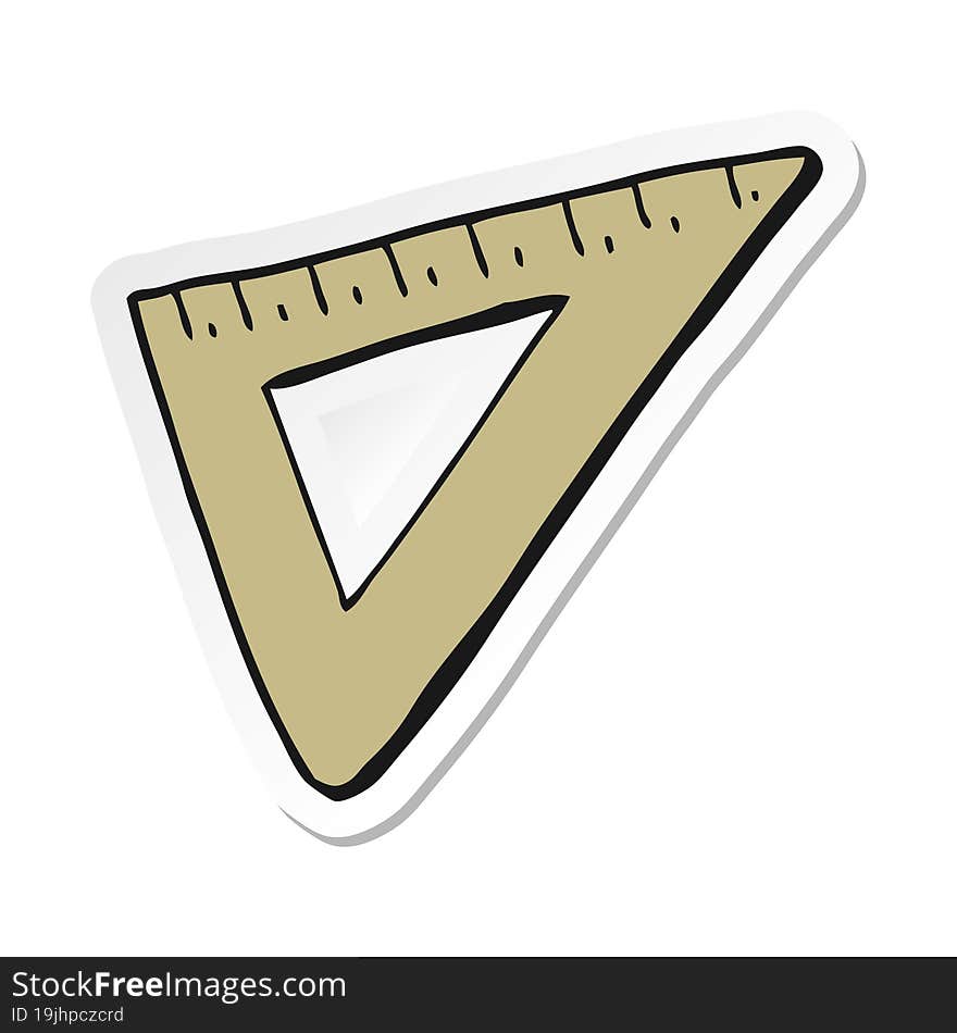 sticker of a cartoon set square