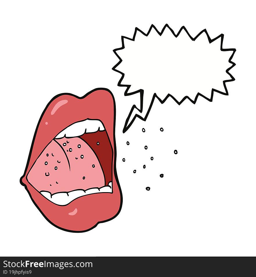 cartoon sneezing mouth with speech bubble