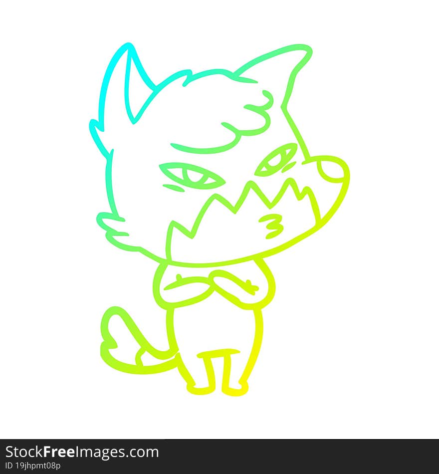 cold gradient line drawing clever cartoon fox