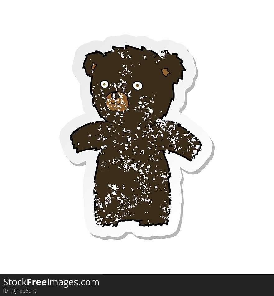 retro distressed sticker of a cute cartoon black bear