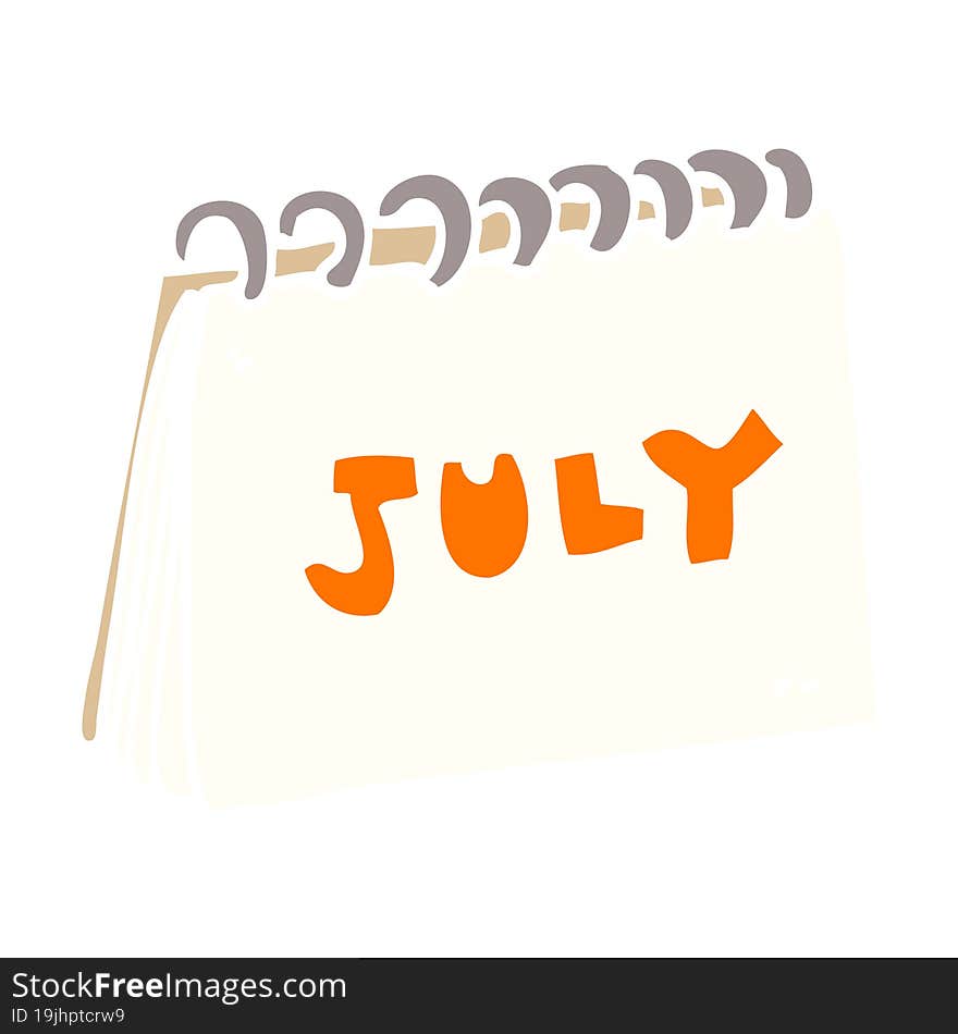 cartoon doodle calendar showing month of july