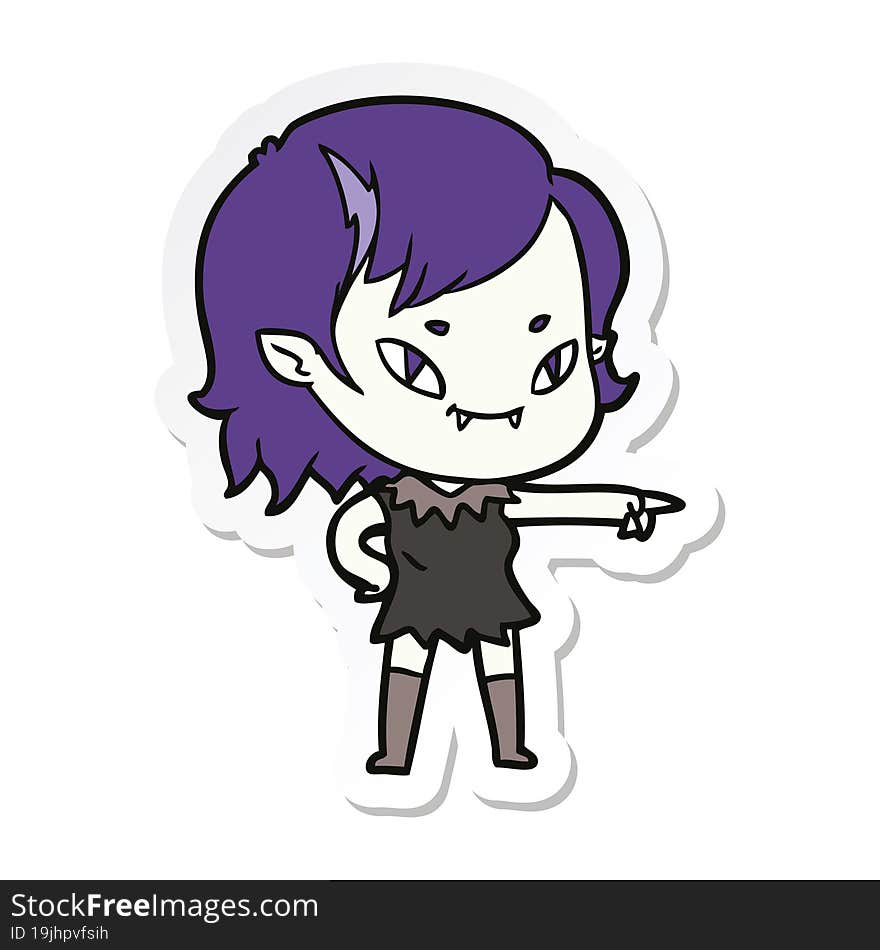 sticker of a cartoon friendly vampire girl