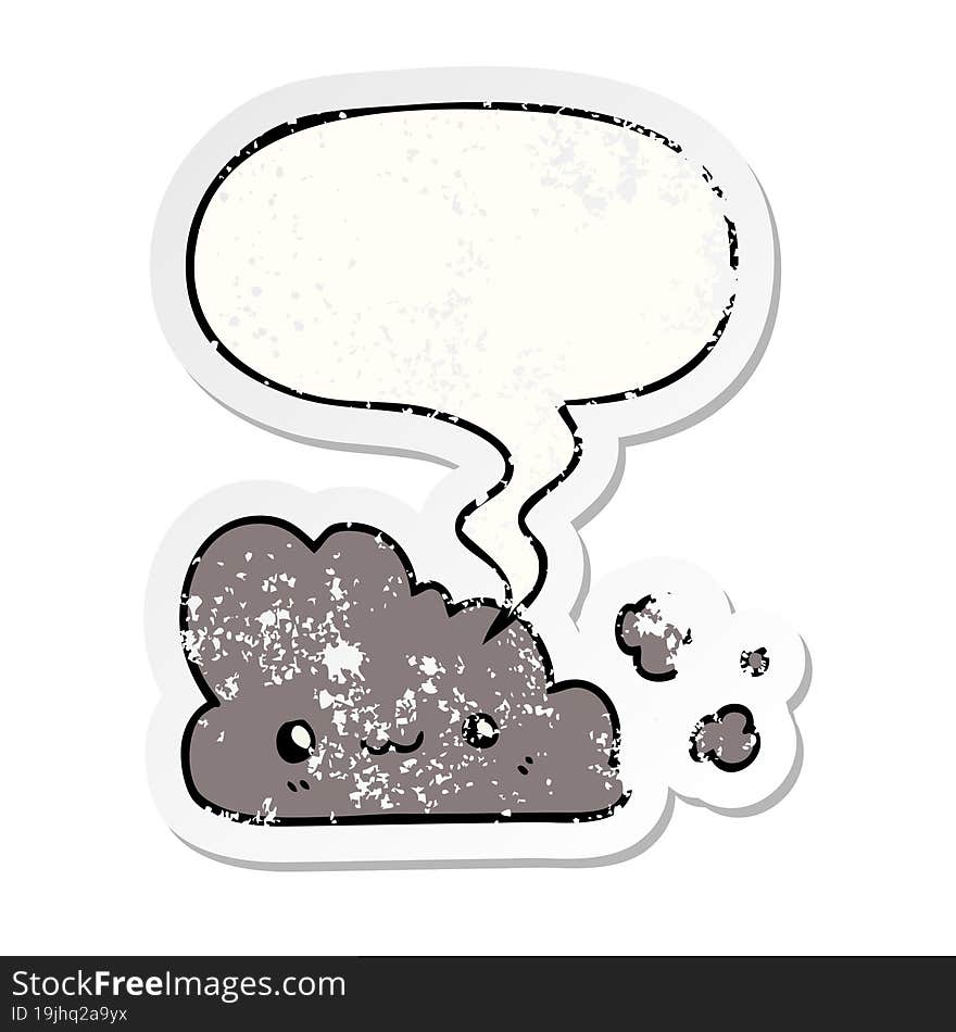 Cute Cartoon Cloud And Speech Bubble Distressed Sticker