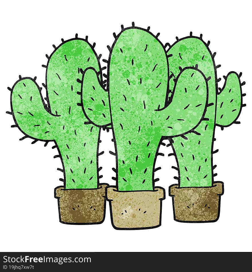 freehand drawn texture cartoon cactus