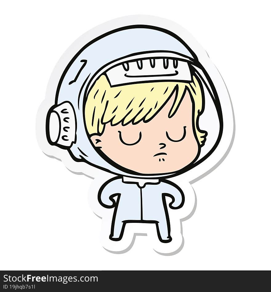 sticker of a cartoon astronaut woman