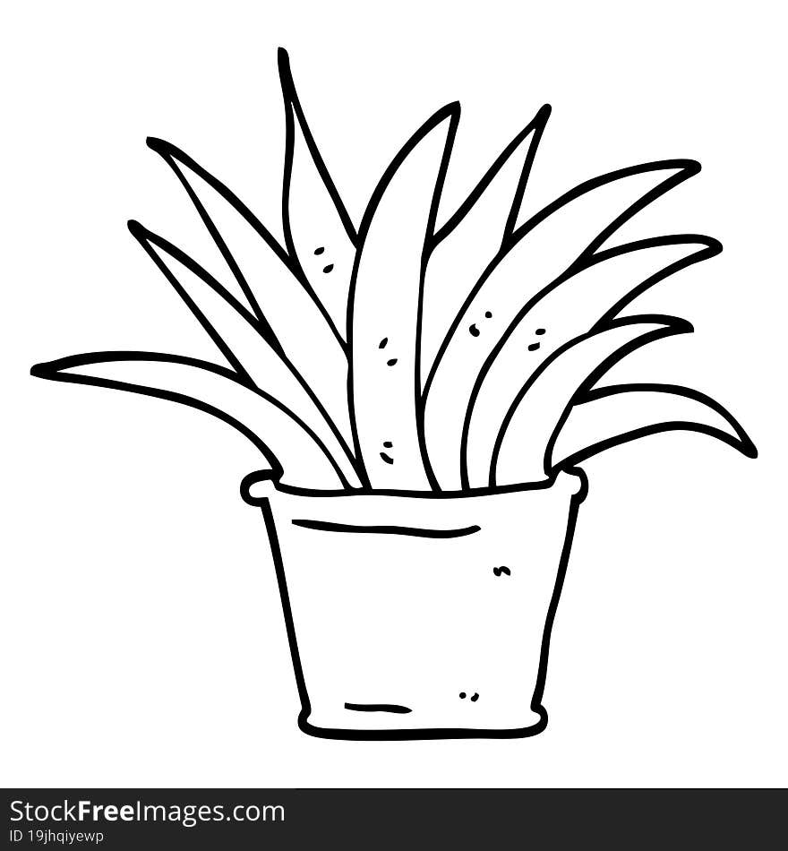 Black And White Cartoon House Plant