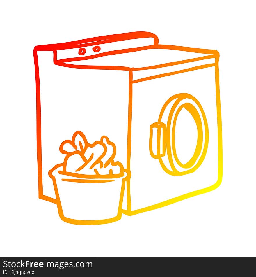 warm gradient line drawing of a washing machine and laundry