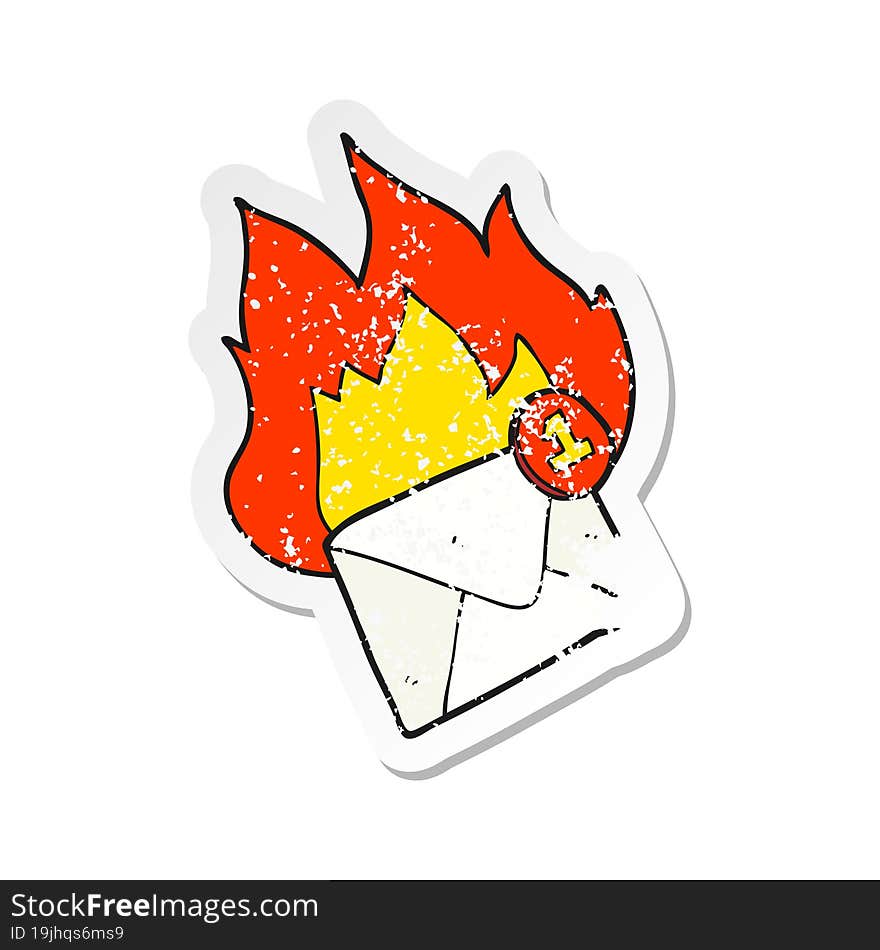 retro distressed sticker of a cartoon email message