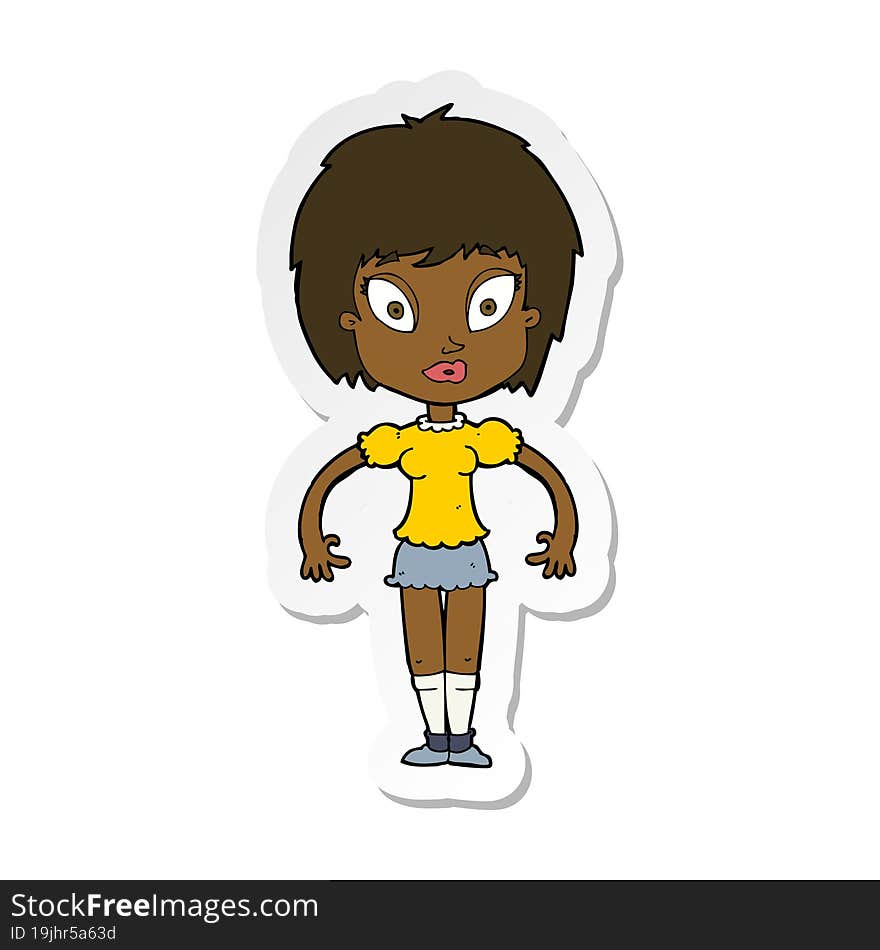 sticker of a cartoon pretty girl