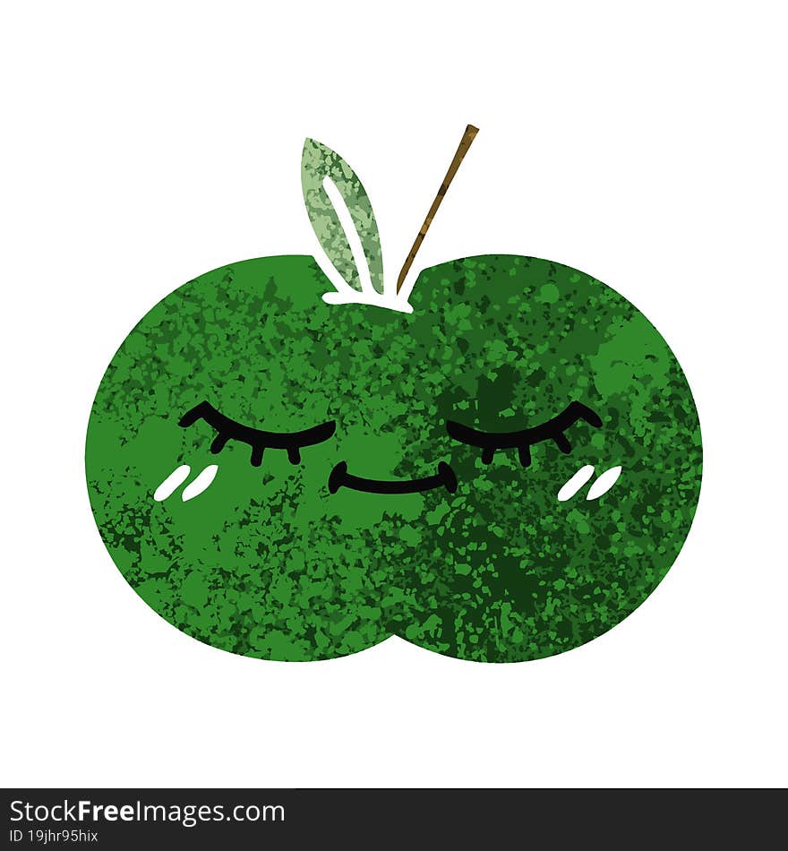 retro illustration style cartoon juicy apple