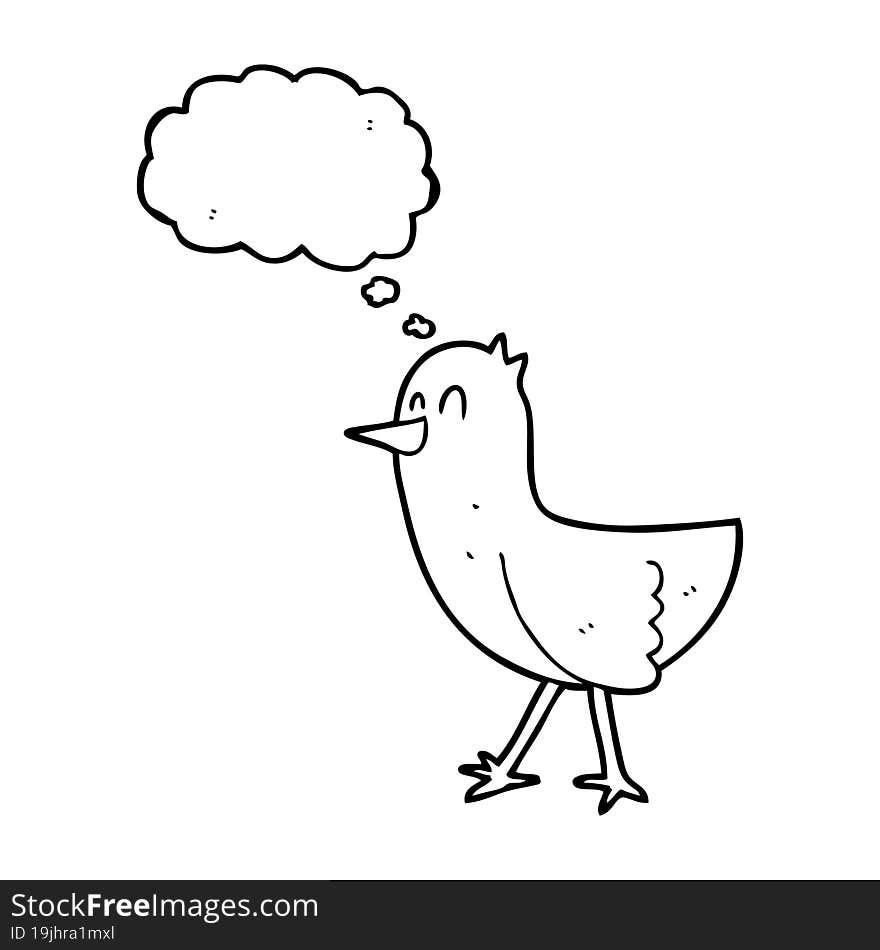 freehand drawn thought bubble cartoon bird