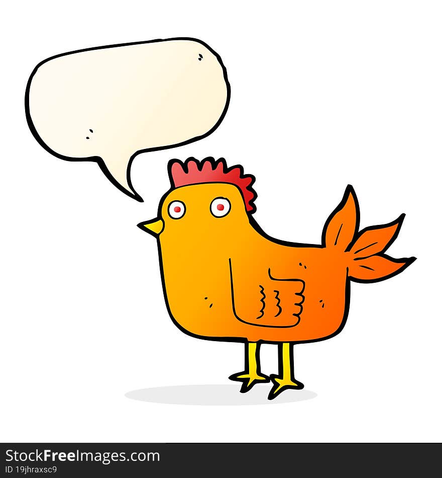 Cartoon Hen With Speech Bubble