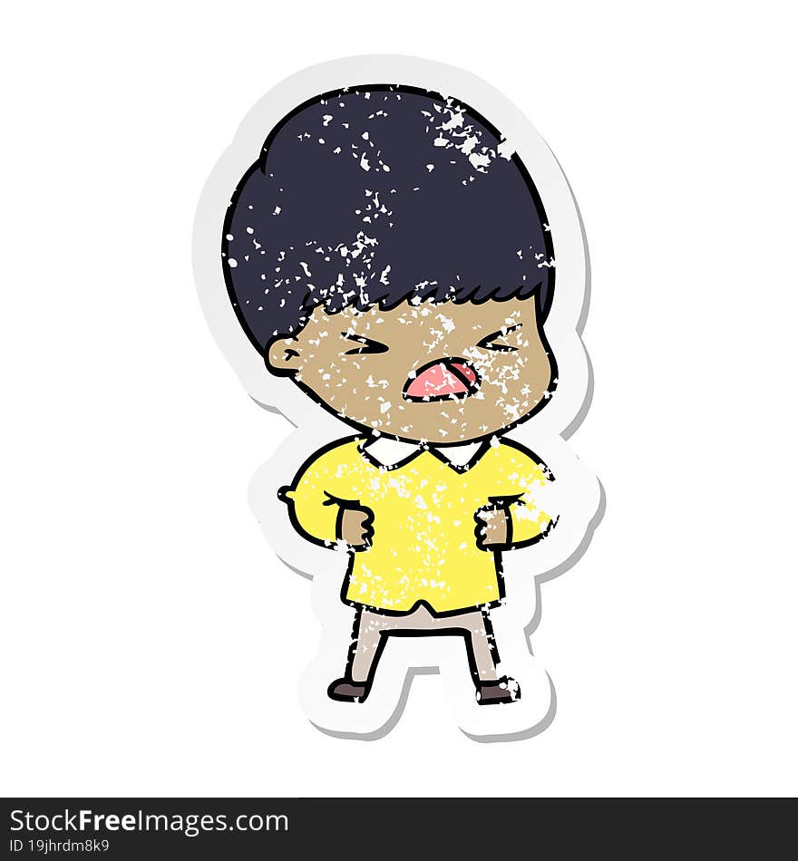 distressed sticker of a cartoon stressed man