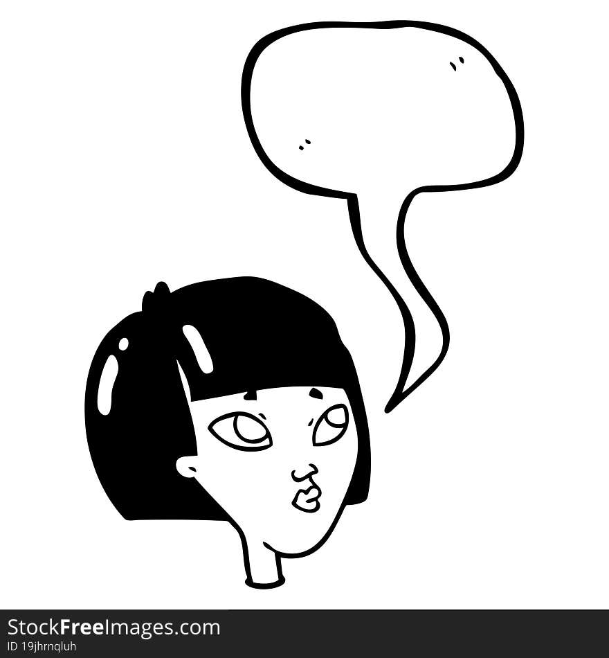 Speech Bubble Cartoon Female Face