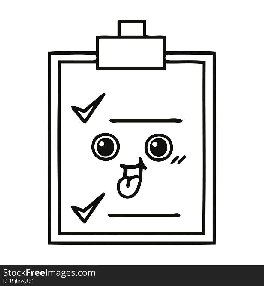 line drawing cartoon of a check list