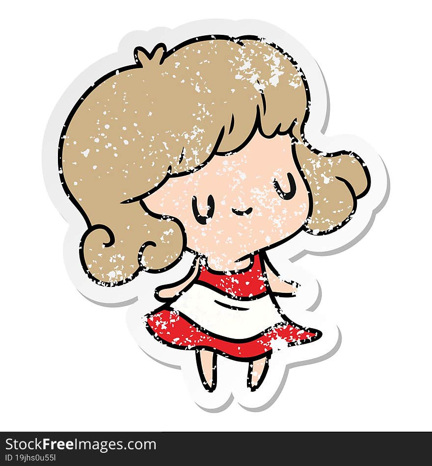 distressed sticker cartoon kawaii of cute girl