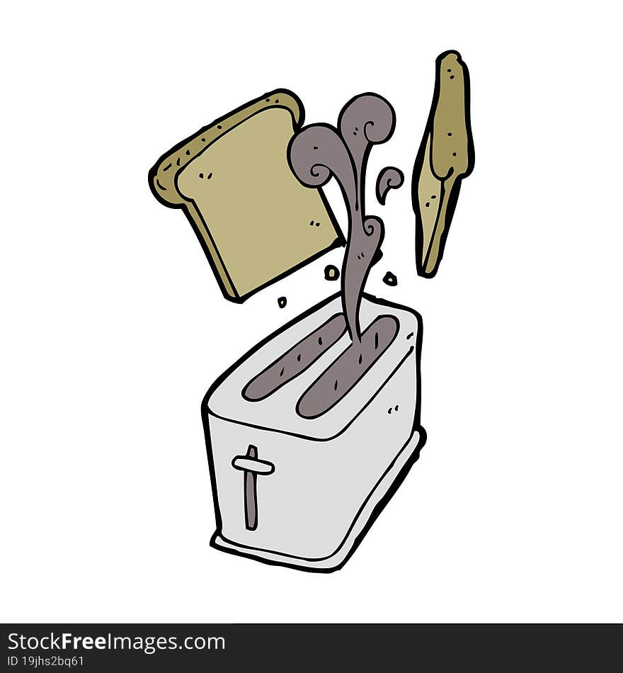 cartoon toaster spitting out bread