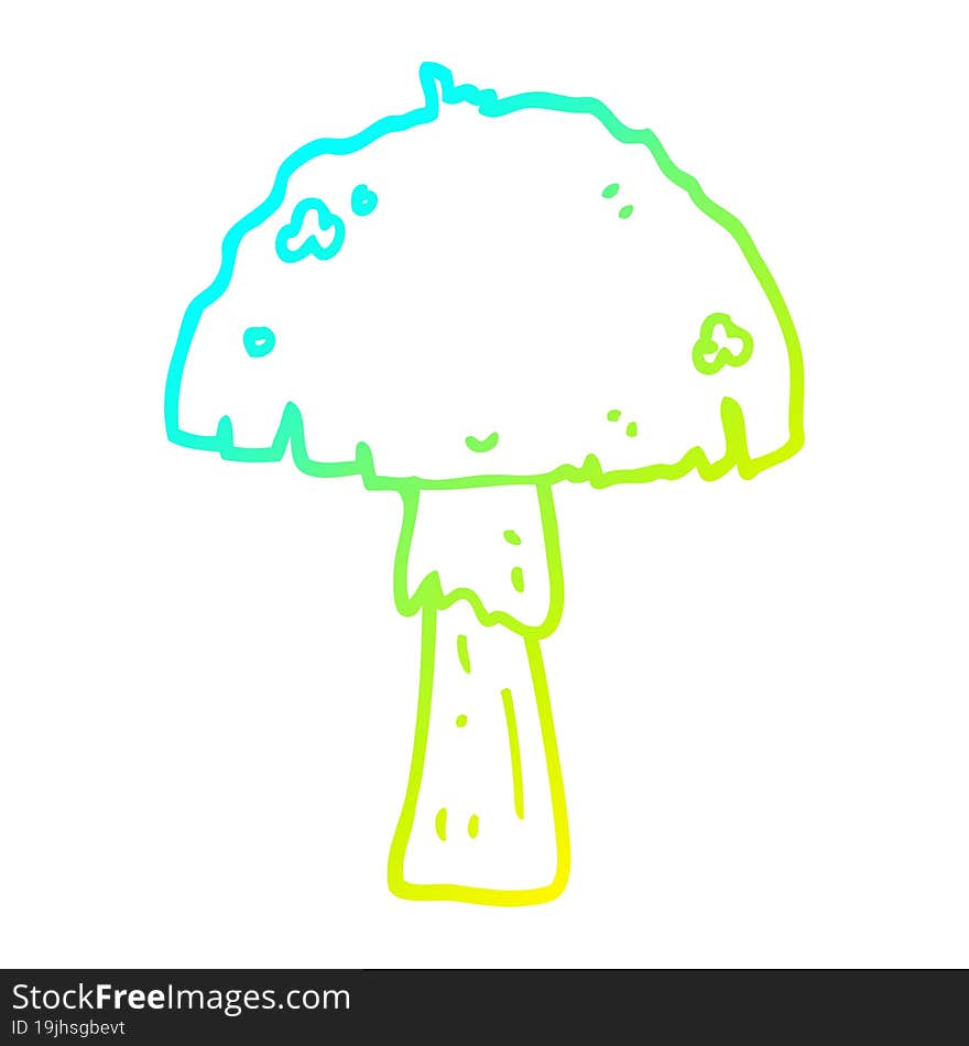 Cold Gradient Line Drawing Cartoon Mushroom