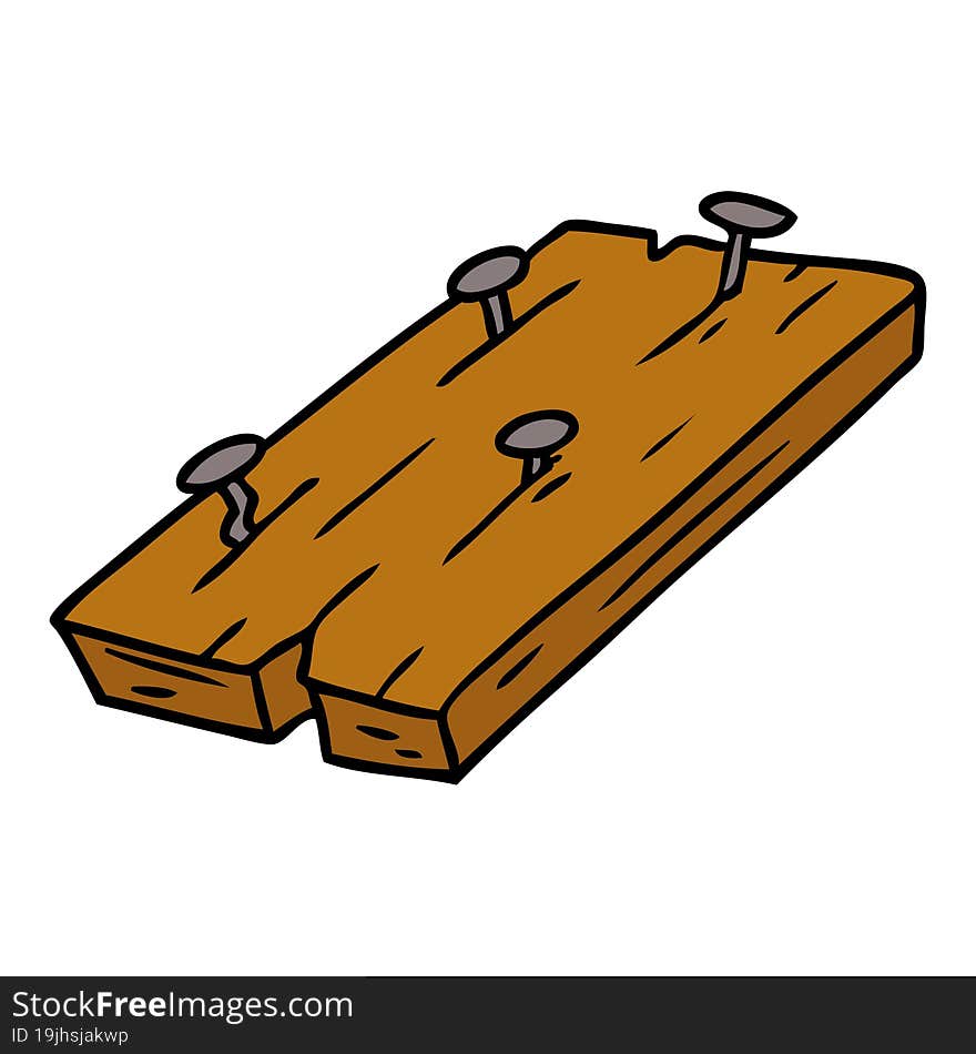 cartoon doodle of nails in a board