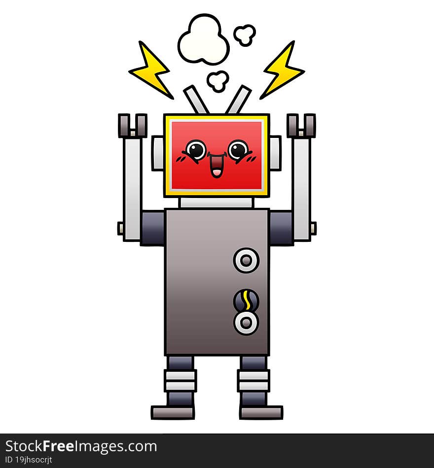 Gradient Shaded Cartoon Happy Robot